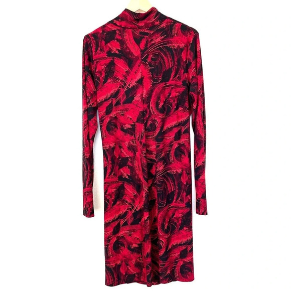 Norma Kamali Long Sleeve Side Drape Dress Soft Stretchy Knit Red Black Size XXL - Picture 13 of 15